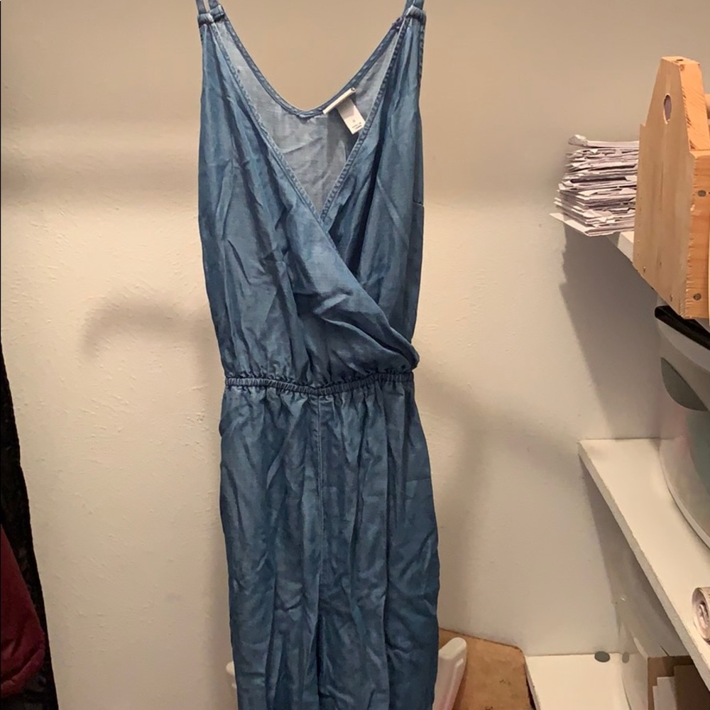 A New Day Jean Wash Tie Jumpsuit